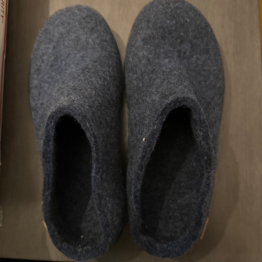 Glerups Male Slipper Blue Felt Rubber Sole Sz 43 Mens US 10